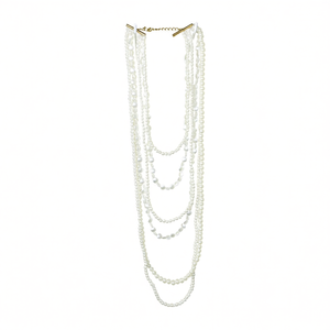 Collier classique pour femme, perles d'eau douce blanches multi-brins, fermoir plaqué or, acier inoxydable 316L, bijoux durables - Product Image 2