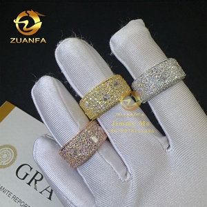 Anillo de Eternidad de Plata de Ley 925 con Diamantes Moissanite VVS, Estilo Rapper, Joyería de Moda, Totalmente Cubierto de Diamantes, Pasa el Test de Diamantes - Product Image 1
