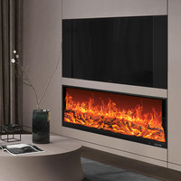 Cheminée électrique moderne murale avec insert chauffant et flamme LED 3D pour salon intérieur, meuble TV, chauffage électrique.