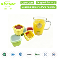 Bac à glaçons 2-en-1 de qualité alimentaire Refine Factory, récipient de stockage pour aliments pour bébés avec couvercle - Silicone sans BPA, réutilisable, empilable, écologique