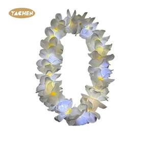 Yachen LEDライトアップハワイフラワーレイスガーランド大人の子供フラルオーグローリースネックレス誕生日パーティーウェディングデコレーション - Product Image 4