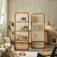 Étagère d'art simple en rotin nordique tressé, meuble mobile pour la maison, design durable pour la chambre à coucher, le salon, l'entrée, écran de séparation