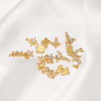 Pendentif en forme de lune, d'étoile et de cerise en zircon plaqué or 18 carats en acier inoxydable pour la fabrication de colliers et de bijoux DIY