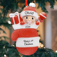 Ornement de Noël suspendu en résine de haute qualité, mini sapin de Noël, design sucette et gant de bébé, 4 couleurs