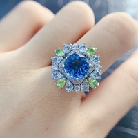 Factory Wholesale Fast Shipping Luxury Natural Topaz 9mm Unisex Ring 925 Sterling Silver Hypoallergenic Certified Gemstone