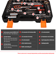 Kit d'Outils Manuels 61 Pièces en Acier Chrome Vanadium, Clé à Cliquet et Douilles Métriques, pour Réparations Automobiles et Mécaniques, Ensemble d'Outils Durables