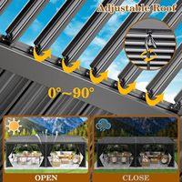 10' X 20' Lamellen-Pergola mit Verstellbarem Dach, Outdoor-Aluminium-Terrassenpavillon, Wasserdichte Vorhänge und Netzabdeckung - Luxuriöses Modernes Design