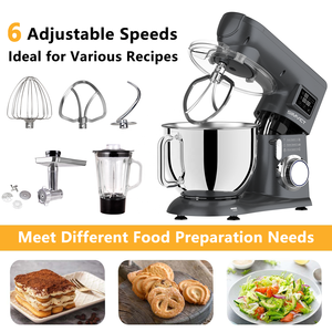 Mixeur Alimentaire à Impulsions 6 Vitesses 1800W 7L avec Bol en Acier à Poignée Unique, Faible <span class=keywords><strong>Bruit</strong></span>, Hachoir à Viande Russe, Gobelet à Jus, Prise CE VDE - Product Image 3