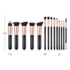Brocha de maquillaje personalizada vegana <span class=keywords><strong>Kabuki</strong></span>, juego de brochas de maquillaje de etiqueta privada con pelo sintético, venta al por mayor, 14 uds, negro y plateado, alta - Product Image 5
