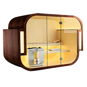 Phòng tắm hơi ngoài trời hiện đại tiên tiến; ngoài trời bằng gỗ khô hơi nước kết hợp gỗ-đốt bếp; bức tường kính toàn cảnh - Product Image 6