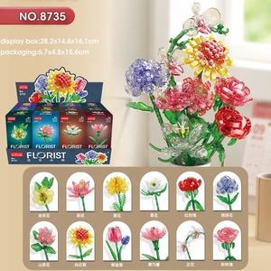 Blocchi <span class=keywords><strong>da</strong></span> Costruzione Floreali 8735 per Bambini, Modelli di Papavero, Rosa e Tulipano, Regalo Artistico e Romantico - Product Image 1