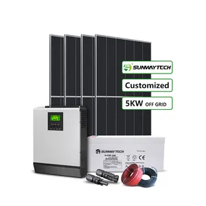 5KW 5Kwp5キロワットホームソーラーパネルキットPVエネルギーモジュールオフグリッドアローンスタンド太陽光発電システムバッテリー付き