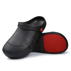 Breathable Steel Toe Black Medicated Nursing Shoe Slipper for Hospital Female Women Men's Kitchen Chef Clog Shoe