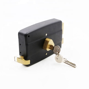 Serrures de porte murales noires économiques de 120 mm avec cylindre <span class=keywords><strong>en</strong></span> laiton 540, loquet extérieur <span class=keywords><strong>pour</strong></span> portes <span class=keywords><strong>en</strong></span> bois - Product Image 4