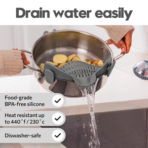 Passoire universelle en silicone à clipser pour casseroles et poêles, anti-débordement, passoire à pâtes de qualité alimentaire, passoire à fruits pour pâtes, fruits et légumes - Product Image 2