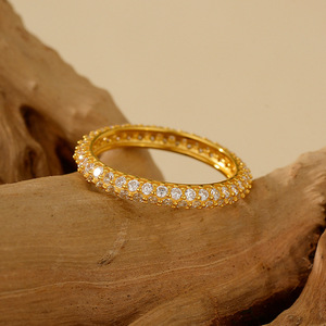Moda Otoño e Invierno doble fila incrustaciones completas circón pareja anillos casado vida uso diario joyería fina - Product Image 3