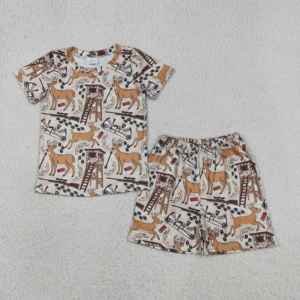 Ensemble 2 pièces T-shirt et short camouflage imprimé élan pour bébé garçon, collection décontractée d'été, prêt à expédier (RTS), vêtements assortis pour frères - Product Image 4