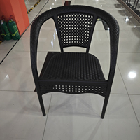 Mobilier d'extérieur bon marché, ensemble de terrasse, chaise de salle à manger empilable en PVC, osier tissé, fauteuils en rotin plastique