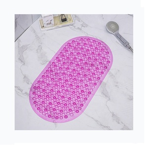Suelo de Vinilo PVC Transparente Rosa Antideslizante Resistente al Desgaste con Puntos de Masaje y Ventosas Cuadradas, 5 Años de Garantía para Baño - Product Image 1
