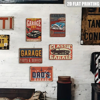 Letrero Metálico de Garaje, Decoración Rústica de Pared con Diseño de Auto Clásico para Garaje, Taller, Cuarto de Hombre, Regalo