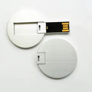 Gitra Hot Selling Gadget Gift Cheap Thin Round Mini Metal 4GB Card USB Flash Drive 2.0 With Logo