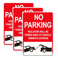 Autocollant de signalisation 'Interdiction de stationnement' en vinyle imperméable de qualité supérieure, contenu et dimensions personnalisables pour allée privée, garage, rue et zone de reprise.