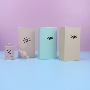 Customize Logo Cosmetic 30ml 50ml Green Flat Shoulder Essential Oil Serum Gradient Glass Dropper <b>Bottles</b> and Custompaper <b>Box</b> - Product Image 3