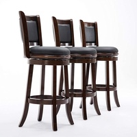 Tabouret de bar en bois de chêne, mobilier de bar commercial, style moderne, luxe léger, pieds en bois massif brun et dossier en cuir rembourré brun pour bar