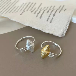 Two Tone <b>Croissant</b> <b>Ring</b> 18K Gold Plated Stainless Steel Statement <b>Ring</b> Opening Chunky <b>Ring</b> for Woman - Product Image 1