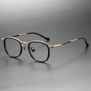 M3118 Unisex <span class=keywords><strong>Retro</strong></span> Business cuadrado titanio acetato gafas ópticas anteojos montura completa en Stock - Product Image 5