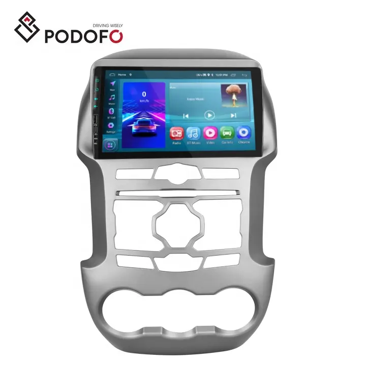 إطار راديو السيارة Podofo 9 بوصة Android 2 + 64G Car play & Android Auto GPS WiFi BT FM/RDS مع منفذ USB من النوع C لفورد F250