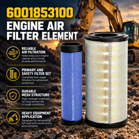Set Elemen Filter Udara Mesin KOMATSU 600-185-3100 untuk Excavator Loader, Suku Cadang Sistem Intake Alat Berat