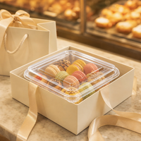Boîte à pâtisserie en PET en gros, 500g, jetable, transparente, pour gâteaux et desserts, avec couvercle, qualité alimentaire, recyclable, emballage en vrac
