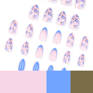 Conception JP3711 livraison rapide 24 pièces/boîte amande courte avec motif de <span class=keywords><strong>myrtille</strong></span> conception couverture complète presse sur les ongles - Product Image 4