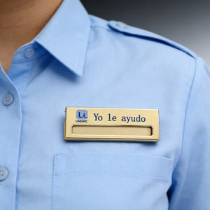 Badge nominatif personnalisé réutilisable avec fente pour carte, en aluminium, avec logo imprimé, pour réception - Product Image 3