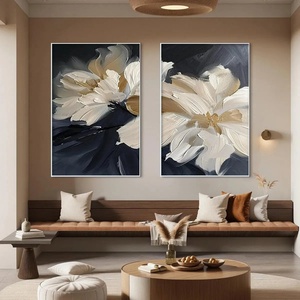 Pintura al Óleo con Patrón de Flores, Arte de Pared Pintado a Mano sobre Lienzo para Decoración de Hotel, Sala de Estar, Apartamento, Dormitorio, Habitación de Huéspedes - Product Image 1