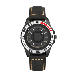 EUTOUR E026 Orologio da Polso al Quarzo con Movimento Magnetico, Cinturino in Pelle e Tela, Design Innovativo con Sfera Magnetica in Lega Rotonda - Product Image 2