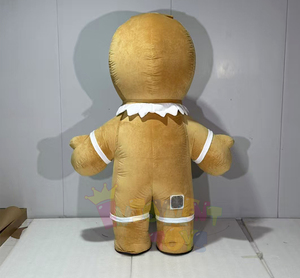 Hot Christmas Party Mascot Cute Cartoon Gingerbread Man y Santa Claus Walking Suit Traje inflable para la venta - Product Image 3