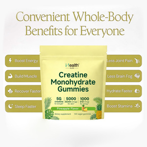 OEM <b>Creatine</b> Monohydrate Gummies Pineapple Flavor 5g Lean Muscle Gym Strength Endurance Vegan Non-GMO Sugar Free Custom Label - Product Image 3