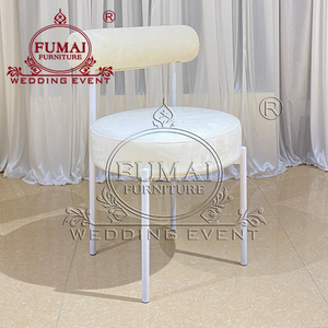 Sillas de salón de banquete de aluminio para restaurante de terciopelo blanco con marco de metal de hierro para bodas a la venta - Product Image 5