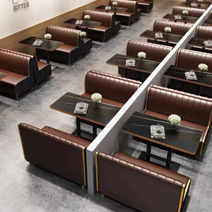 Tavoli e Sedie per Bar, Caffè e Ristoranti, Divani in Legno Massello e PU, Tavoli e Sedie da Pranzo Commerciali, Design Moderno - Product Image 2