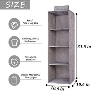 Organisateur de placard suspendu pliable pour vêtements et articles divers, organisateur de placard pliable, organisateur de rangement pour armoire avec 4 étagères - Product Image 4