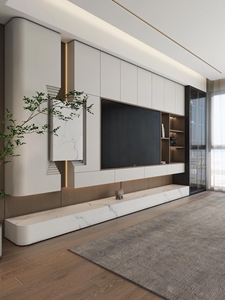 Armadietto da parete in stile semplice moderno <span class=keywords><strong>per</strong></span> TV personalizzabile da soggiorno con pannello in legno a LED incorporato - Product Image 5