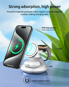 Base de Carga Inalámbrica Magnética 3 en 1, Soporte Ajustable para Escritorio, para Reloj Inteligente, Auriculares y Teléfono Móvil Tipo-C - Product Image 4