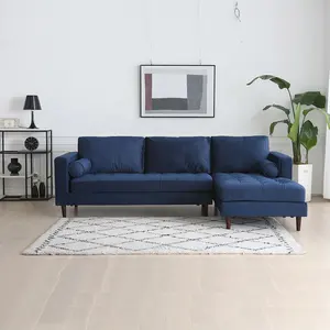 生产商定制客厅海军蓝沙发组合l形沙发套装