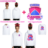 Sweat-shirt à capuche unisexe avec logo personnalisé brodé, fermeture éclair, cordon de serrage, pour cheerleading, danse, gymnastique et vêtements d'équipe