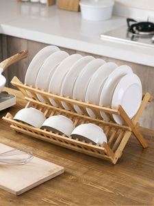 Bamboo <b>Dish</b> Drying <b>Rack</b> Collapsible <b>Dish</b> Drainer Foldable <b>Dish</b> Drying <b>Rack</b> Wooden Storage <b>Rack</b> - Product Image 2