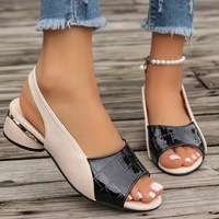 Sandales à talon compensé pour femmes, nouvelles sandales d'été à bout ouvert, semelle épaisse, mode rétro, chaussures de plage, pantoufles d'extérieur pour femmes, sandales compensées