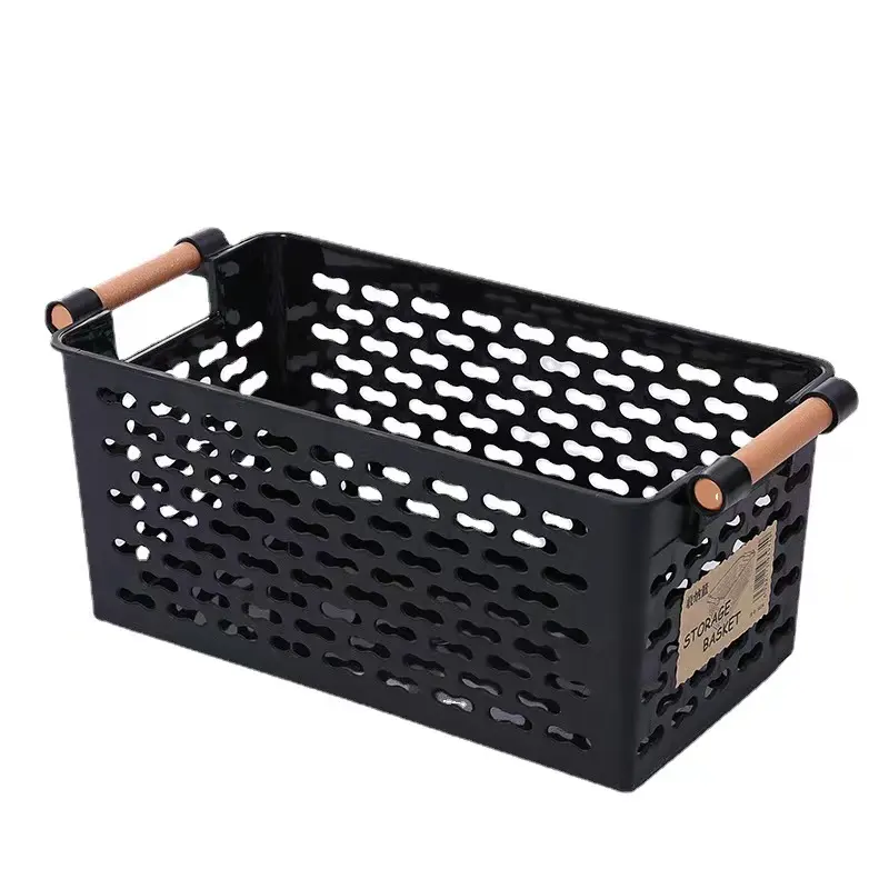 Wholesale Plastic Storage Basket Household Black Basket organization with Handles for Home Office Closet