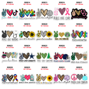 50 Uds. Diseños personalizados de amor de la paz resina plana centro de artesanía decorativo con parte posterior plana para lazos - Product Image 1